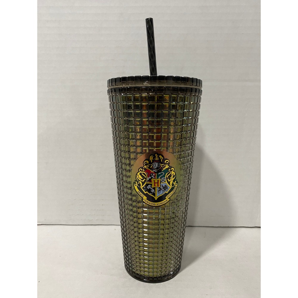 Wizarding World Harry Potter Tumbler Iridescent Grid Hogwarts Crest Black Gold